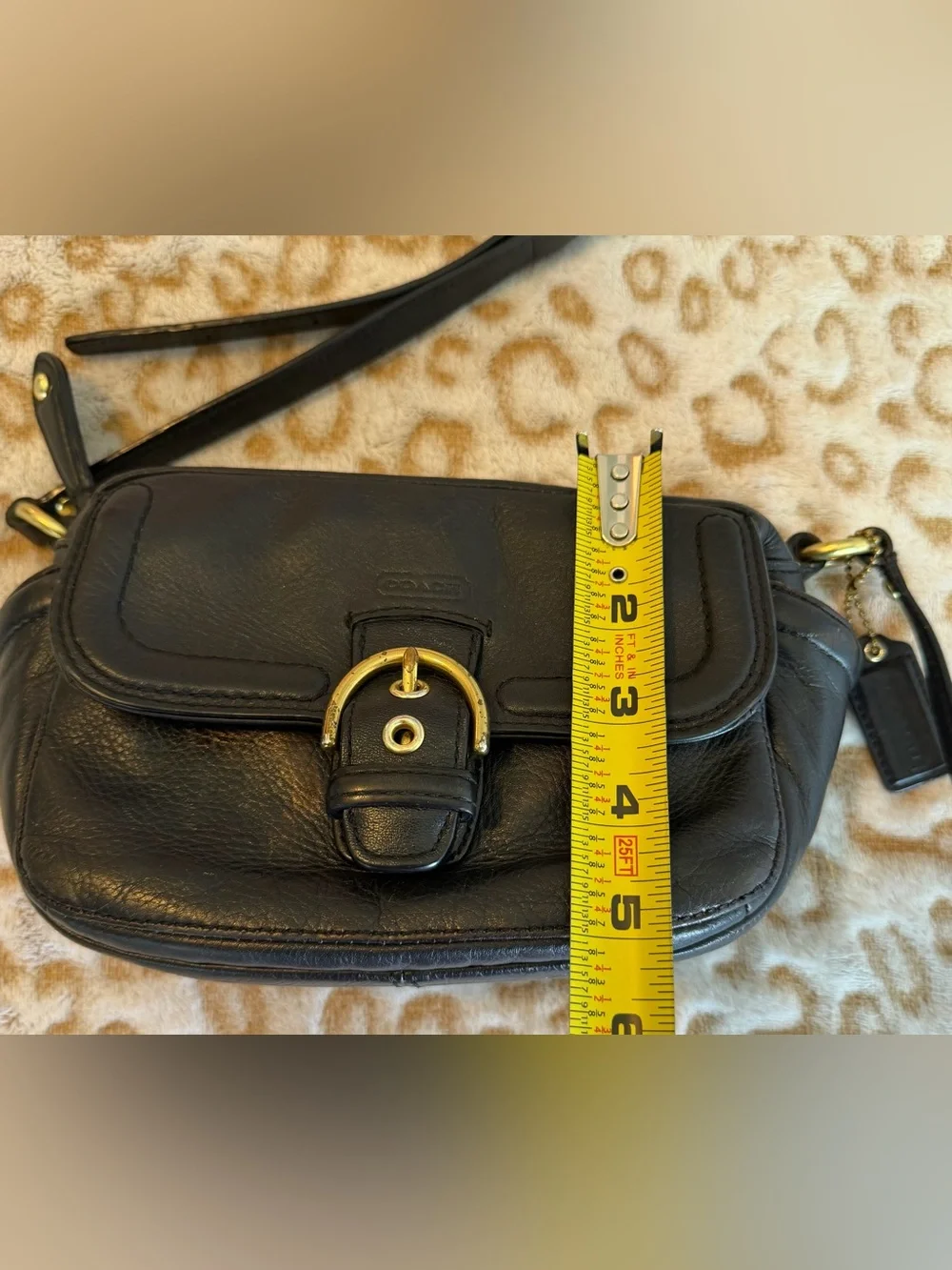 Coach Black Leather Crossbody with Gold Buckle Accent - Picture 7 of 12